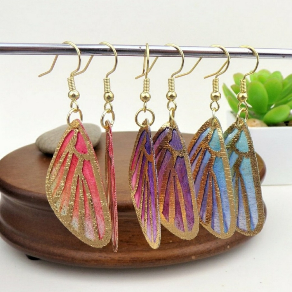 Pink Butterfly Wing Earrings